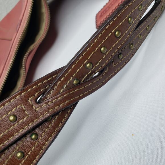 RARE Coach VTG Soho Bag Pink Mauve Leather Studded Western Boho Braided Purse - Picture 9 of 16